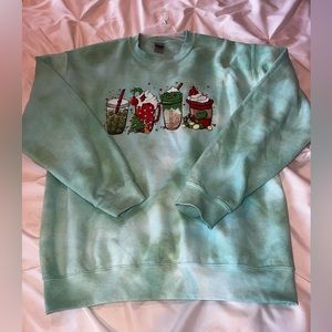 Green Tie-Dye Christmas Sweatshirt